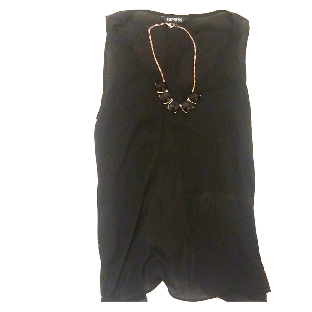 Express Black Dressy Tank - 1/2 Open Back, Medium